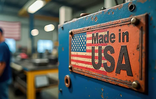 A made in America sign in a factory setting